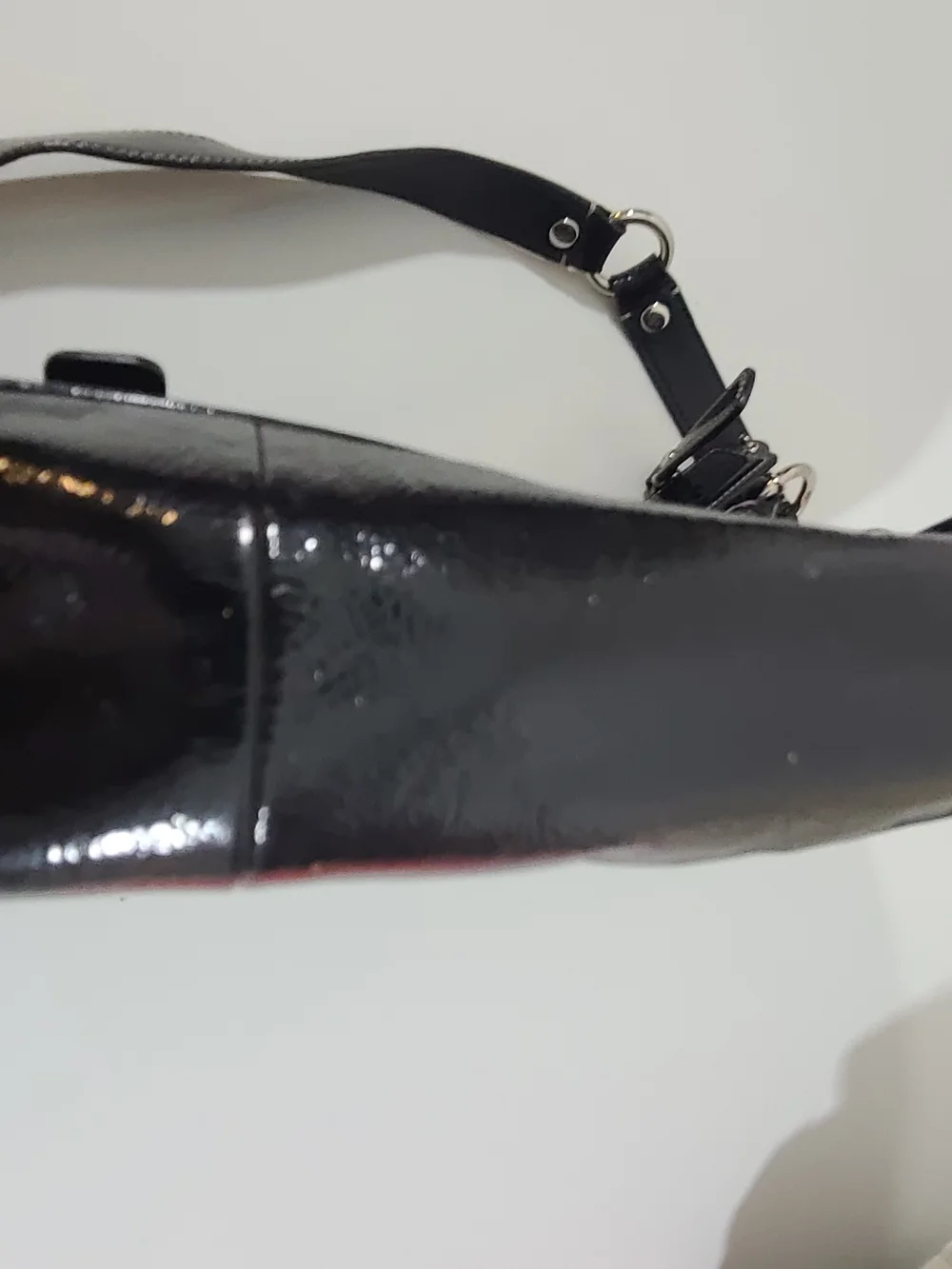 Coach Vintage Black Patent Leather Hobo Shoulder Bag with Silver Hardware